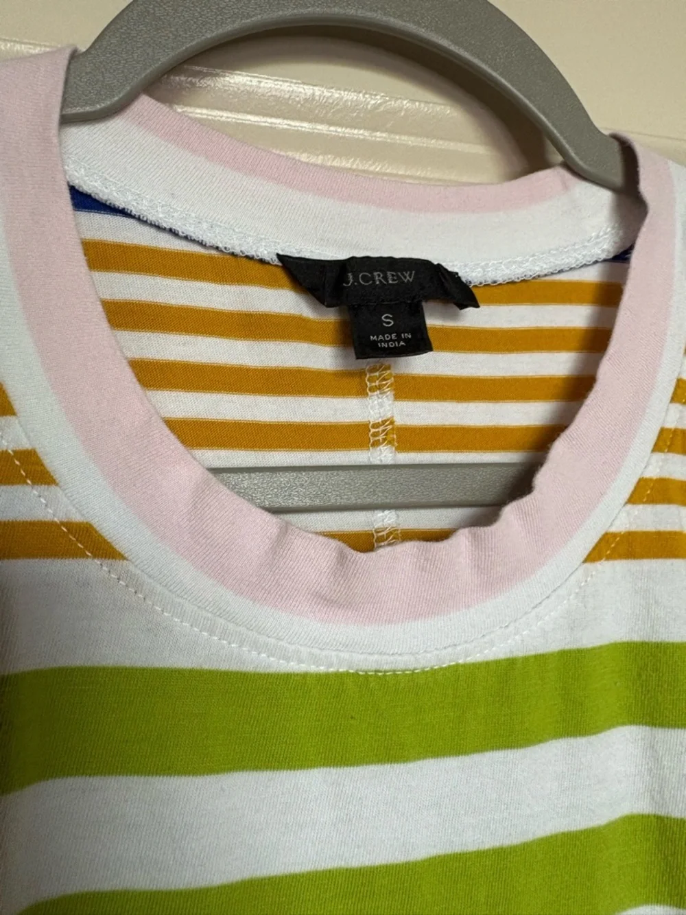 J.Crew Short Sleeve T-Shirt Colorful Stripe Cotton Midi Dress Size Small